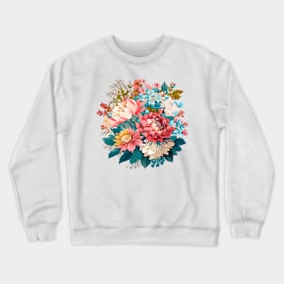 Vintage exotic flowers Chrysanthemum Morifolium Gardening Flowers Mix krizantem bouquet floral poster Holiday Crewneck Sweatshirt